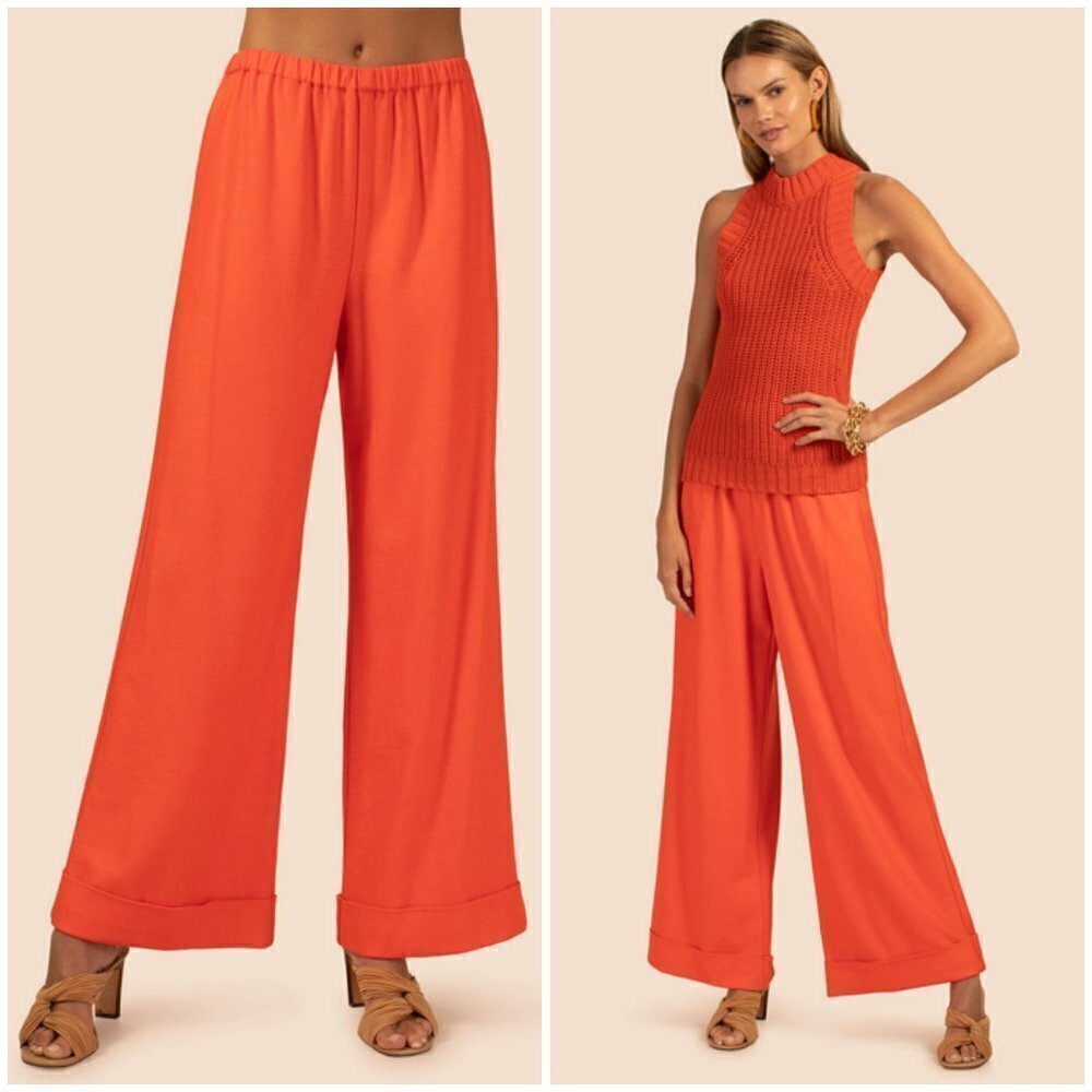 💕TRINA TURK💕 Anzuelo Pant ~ Terrazo Twill Torch Orange 6 NWOT